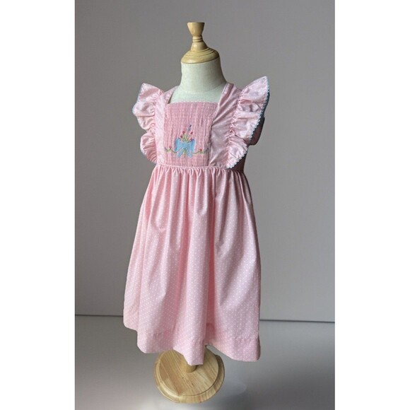 NWOT Anavini Hand smocked Princess Dress Sz 5 Light Pink - Picture 1 of 11